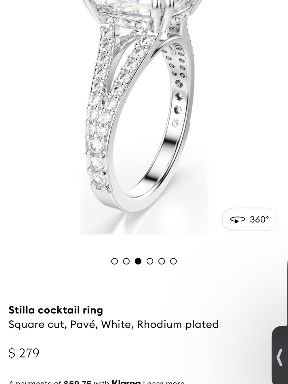 Swarovski White Pavé Split-Shank Ring in Rhodium